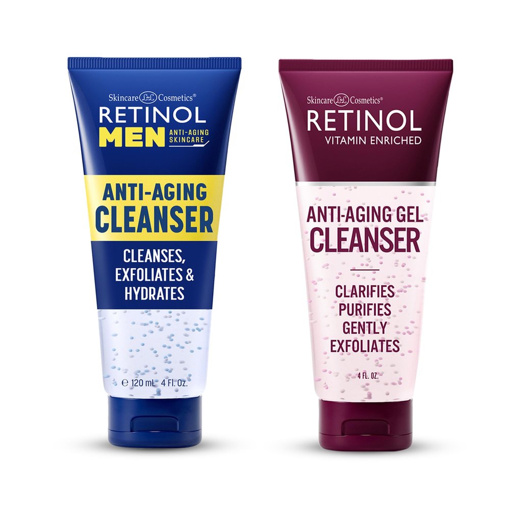 Retinol Men Gel Cleanser Gently exfoliates skin for Improved Texture Women Gel Cleanser Gently Cleans Impurities From Pores & Exfoliates for Soft, Smooth Skin.