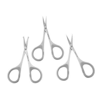 FRCOLOR 3pcs Stainless Steel Makeup Scissors Set Precision Beard Eyebrow and Nose Hair Trimmers for Easy Grooming and Detailing Compact and Lightweight Design