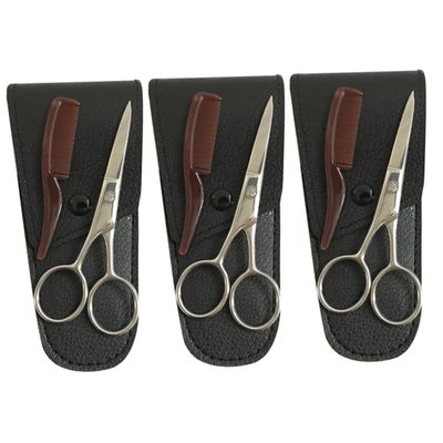 Baluue 3sets Stainless Steel Eyebrow Scissor Mustache Trimmer Beard Grooming Kit for Men