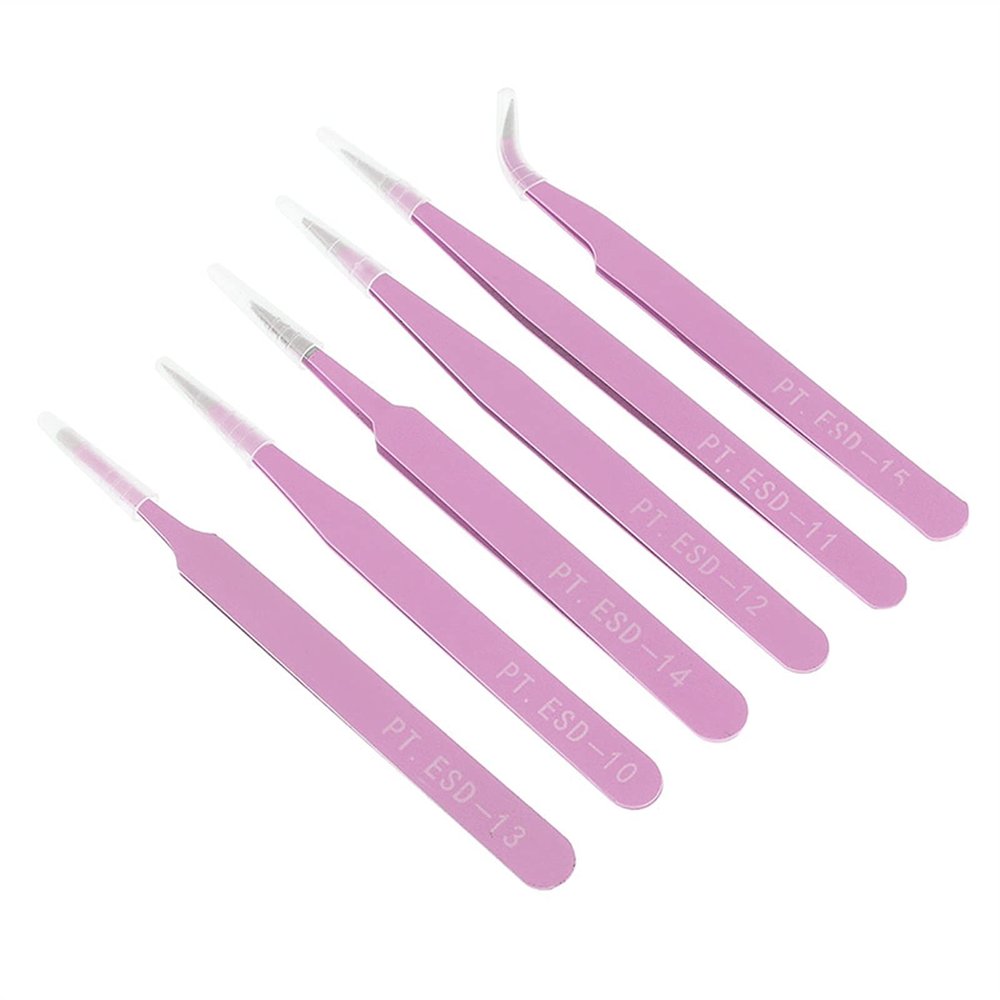 ZHIQISHI Tweezer Set.6pcs Tweezer Set.Set Stainless Steel Anti Static Precision Tweezer Set.for Craft/Jewelry/Electronics/Laboratory Hand Tool Set Precision Tweezer Set.Set (Size : Blue)