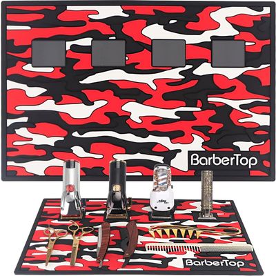 Barber Magnetic Mats,Anti-Slip Flexible Rubber Scissors Salon Mat,11.8Wx17.7L Tools Countertop Silicone Heat Resistant Styling Tools Magnetic Organizer Mat Magnetic Hair Clippers Mat (Red)