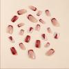 French Tip Press on Nails Short Square - Red With Santa Hat Snowflake Designs, Glitter False Nails, Glossy Acrylic Full Cover Glue on for Women Girls - 24 Pcs view 4