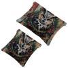 2 Pcs Pocket Cosmetic Bag, Owl on Wood Plank Self-Closing Shrapnel Makeup Bag No Zipper Small Makeup Pouch for Mini Travel Storage for Cosmetics Headphones Jewelry Organizer view 1