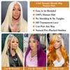 BZN 613 13x6 Lace Front Wig Human Hair 13x6 28 Inch 200 Density 613 Lace Frontal Wig Blonde Wig Human Hair Straight 613 HD Lace Frontal Wig Pre Plucked With Baby Hair view 4