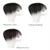 Yanamy One -piece Short Straight Hair Hairpiece Clip In Toppers Human Hair Wiglet Hairpiece with Bangs for Women Thin Hair White Hair Hair Loss (Dark Brown,25cm) view 2
