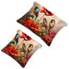 2 Pcs Pocket Cosmetic Bag, Birds and Red Poppy Flowers Self-Closing Shrapnel Makeup Bag No Zipper Small Makeup Pouch for Mini Travel Storage for Cosmetics Headphones Jewelry Organizer view 1