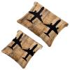 2 Pcs Pocket Cosmetic Bag, Airplanes Silhouettes on Wooden Boards Self-Closing Shrapnel Makeup Bag No Zipper Small Makeup Pouch for Mini Travel Storage for Cosmetics Headphones Jewelry Organizer view 1