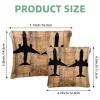 2 Pcs Pocket Cosmetic Bag, Airplanes Silhouettes on Wooden Boards Self-Closing Shrapnel Makeup Bag No Zipper Small Makeup Pouch for Mini Travel Storage for Cosmetics Headphones Jewelry Organizer view 2
