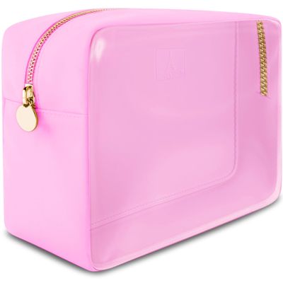 DANCOUR Clear Makeup Bag Large Pouch Cosmetic Travel Bag TSA Approved Light Pink Clear Cosmetic Case Organizer