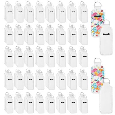 120 Pcs Sublimation Lipstick Holder Keychain with Key Ring Heat Transfer Blank Travel Keychain Small Items Organizer for Women Travel Supplies