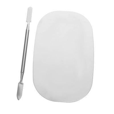 Beatifufu Makeup Artist Essential Stainless Steel Mixing Palette Spatula Foundation Palette Nail Table for Blending Concealer Manicures