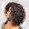 13x4 HD Invisible Lace Front Short Bob Natural Curly Human Hair Wigs for Black Women 150% Density Brazilian Remy Hair Pixie Short Curly Bob Cut Blunt Lace Wig Pre Plucked Glueless Wig 12Inch view 4