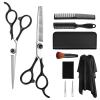 OKPJFHS Professional Hair Cutting Shears, 6 Inch Salon Black Handle Cutting Carbon Barber Hair Scissors Thinning Scissors Set (Color : Black)( view 1
