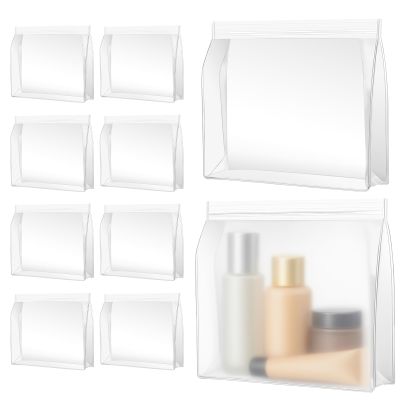 30 Pack Mini Clear Makeup Bag Organizer Cosmetic Zipper Pouch TSA Approved Small Travel Pouches Transparent EVA Reusable Water-resistant Plastic Clear Gift Bags Bulk, Frosted, 6 x 5 x 1.5