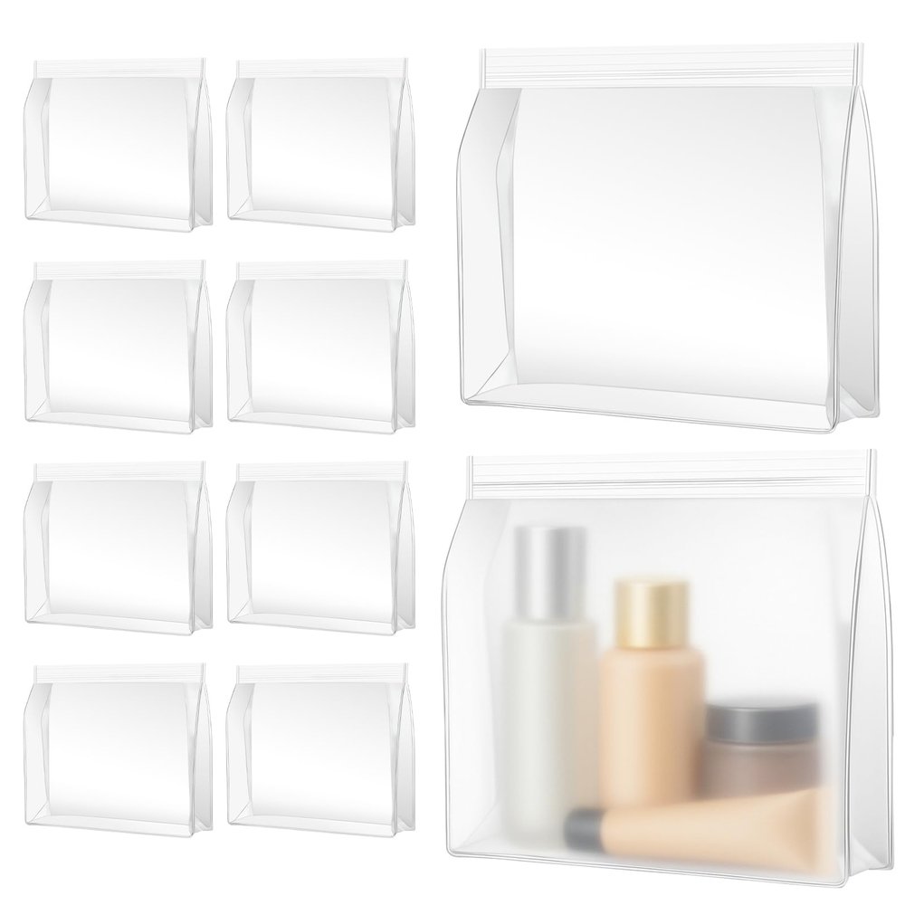 30 Pack Mini Clear Makeup Bag Organizer Cosmetic Zipper Pouch TSA Approved Small Travel Pouches Transparent EVA Reusable Water-resistant Plastic Clear Gift Bags Bulk, Frosted, 6 x 5 x 1.5