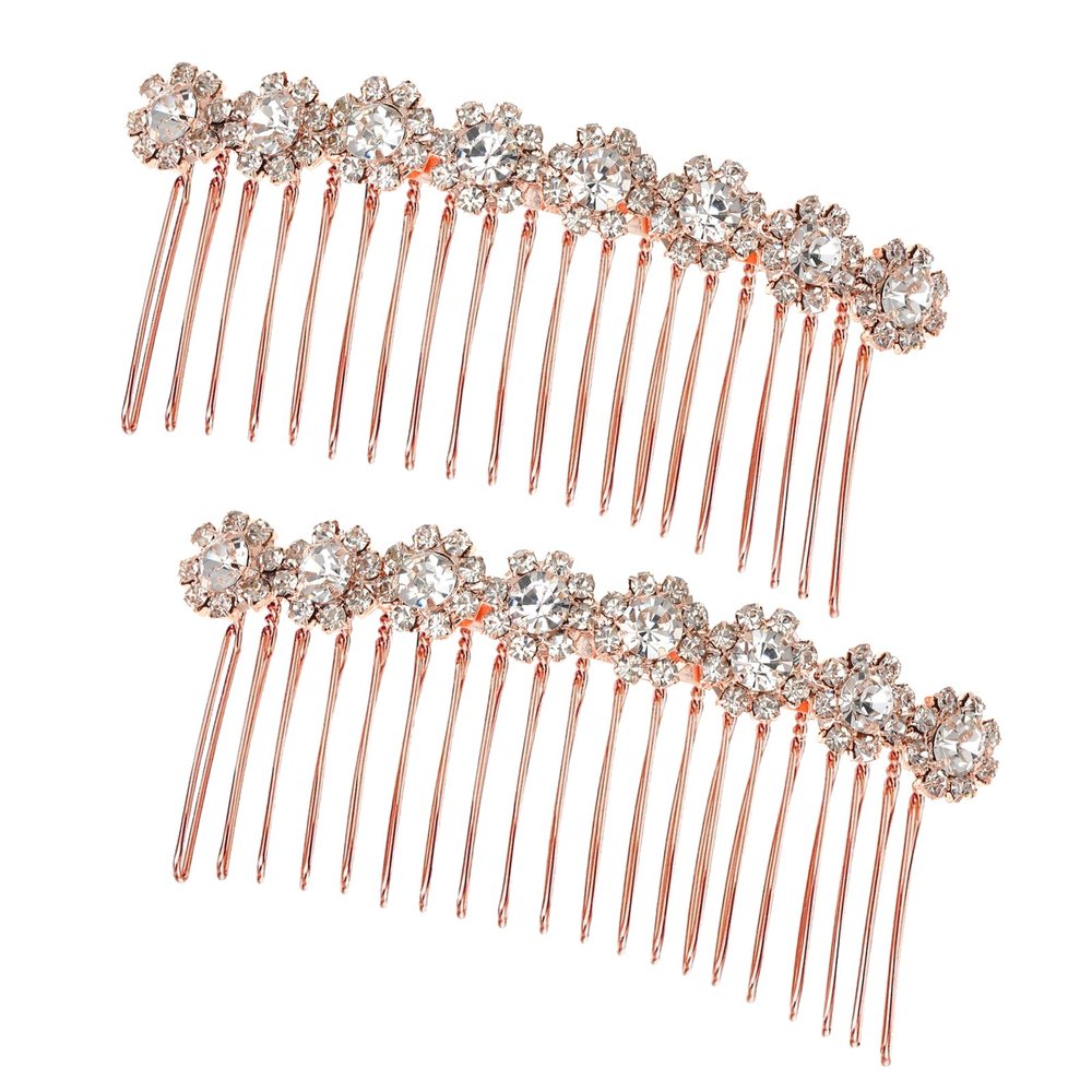2 Pieces Rhinestone Hair Side Comb 20 Teeth Decorative Hair Combs Side Rhinestone Crystal Bridal Wedding Comb Bridal Jewelry Hair Clips Combs Hair Accessories for Women and Girls