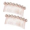 2 Pieces Rhinestone Hair Side Comb 20 Teeth Decorative Hair Combs Side Rhinestone Crystal Bridal Wedding Comb Bridal Jewelry Hair Clips Combs Hair Accessories for Women and Girls view 1