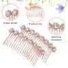 2 Pieces Rhinestone Hair Side Comb 20 Teeth Decorative Hair Combs Side Rhinestone Crystal Bridal Wedding Comb Bridal Jewelry Hair Clips Combs Hair Accessories for Women and Girls view 3