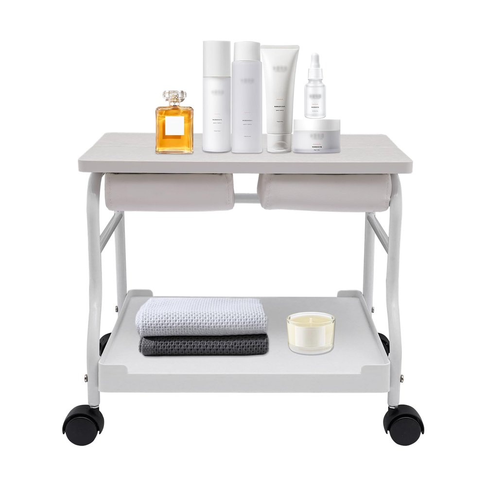 Eleeferri Pedicure Trolley Cart Beauty Salon Nail for Foot Bath Spa Portable Foot Trolley, Portable Trolley Cart Storage Pedicure Cart with Caster for Hair Salons Home Bathrooms