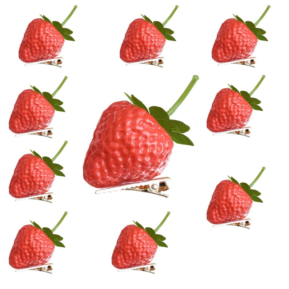 10PCS strawberry accessories,strawberry hair clips,fruit hair clips,Cute Artificial Fruit Strawberry Hair Accessories Material,Realistic Fruit Hair Barrettes for Women, Girls, Friends