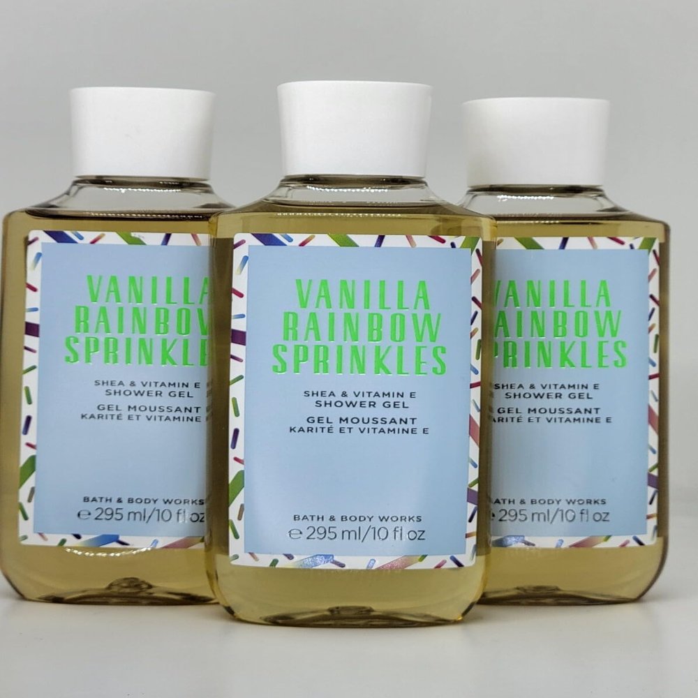 3 VANILLA RAINBOW SPRINKLES Shower Gel bath Body Wash 10 oz