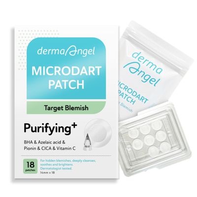 Microdart Acne Patches for Deep Blemishes - 18 Pimple Patches - Hydrocolloid Pimple Patch with Salicylic Acid, Azelaic Acid, CICA & Vitamin C - Targets Stubborn Blemishes Dark Spots & Cystic Acne