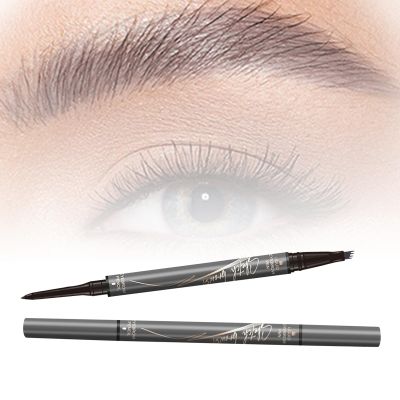 2 in 1 Eyebrow Microblading Pen, 4-Tipped Precise Brow Pen, 3D Waterproof Microblading Eyebrow Pen, Eyebrow Pencil Contouring Pen, Smudge-Proof Eyebrow Makeup, Eye Brow Pencils for Women (Gray)