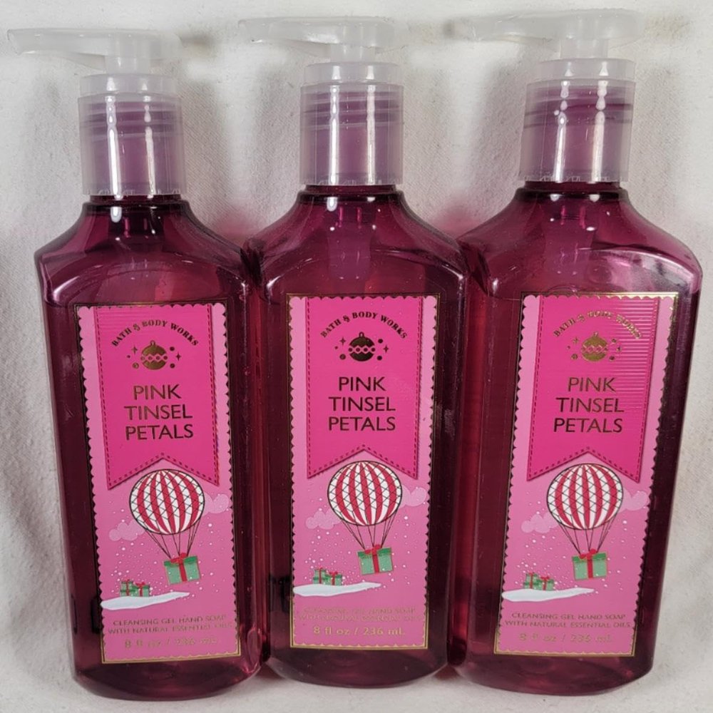 3 PINK TINSEL PETALS Cleansing Gel Hand Soap bath body 8 oz