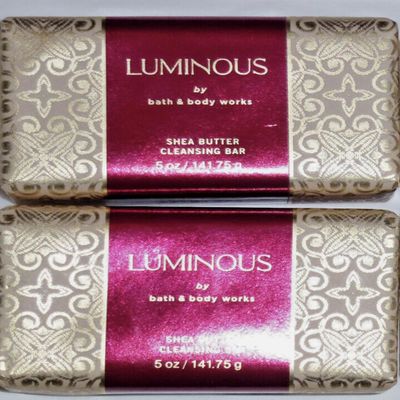 2 LUMINOUS 5 OZ. SHEA BUTTER CLEANSING BAR SOAP bath body