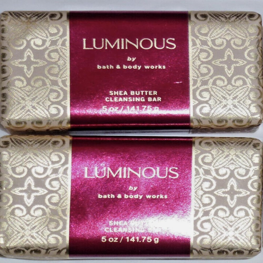 2 LUMINOUS 5 OZ. SHEA BUTTER CLEANSING BAR SOAP bath body