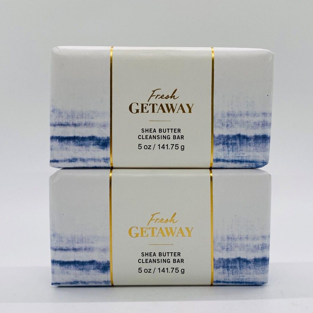 2 FRESH GETAWAY Shea Butter Cleansing Bar Soap bath body 5 oz