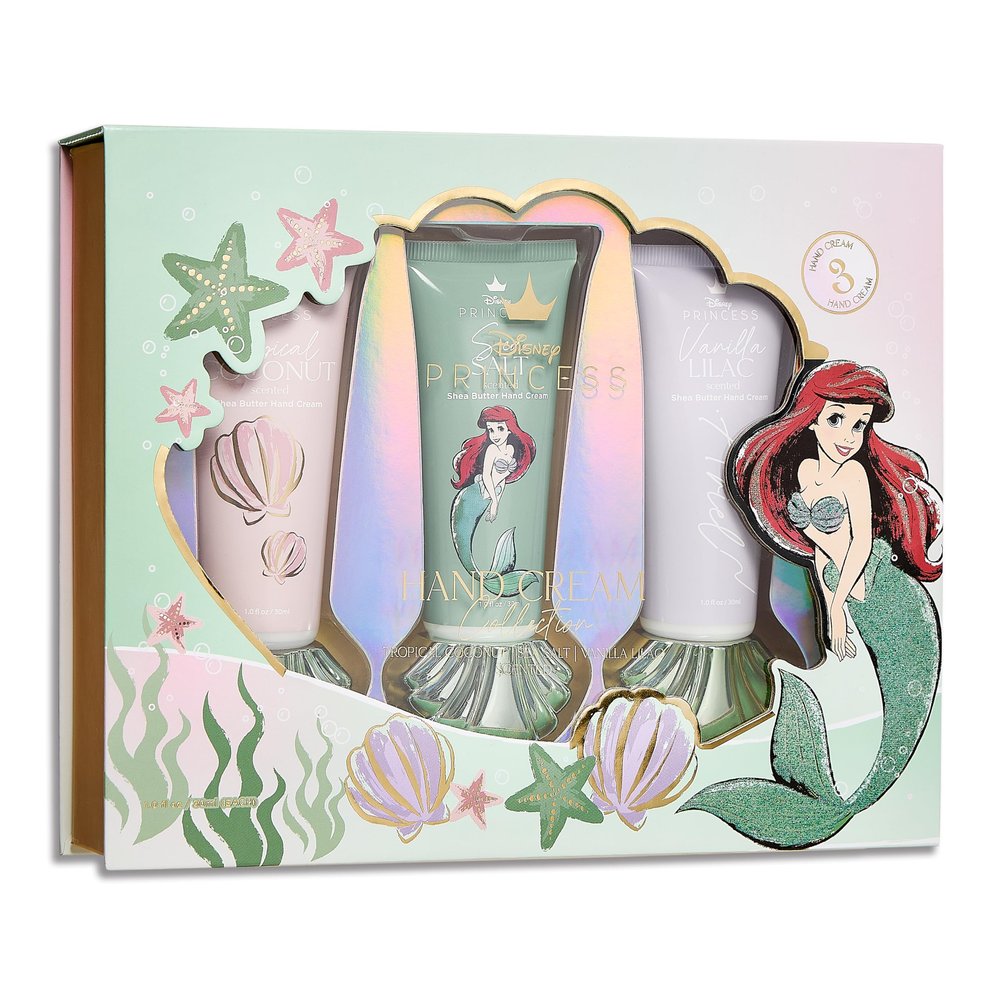 Belle Maison Disney Mermaid Ariel 3pc Hand Cream Set - Tropical Coconut, Sea Salt, Vanilla Lilac Scented, 30 ML / 1.01 FL OZ Each, Hand Cream Set