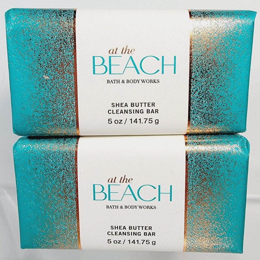 2 pack Shea Butter Cleansing Bar soap 5 oz each AT THE BEACH