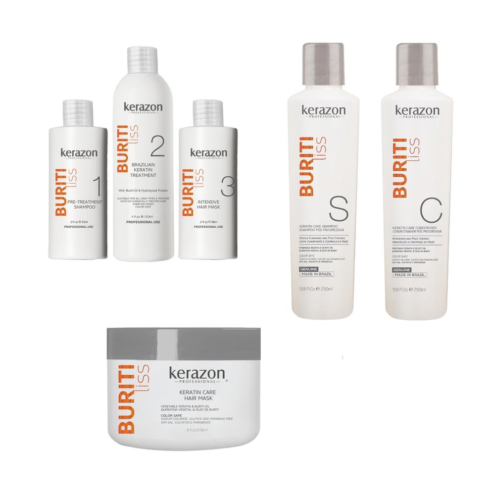 Brazilian Keratin Treatment Triple Bundle Hair Straightening Kerazon Buriti Liss