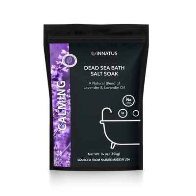 Dead Sea Soothing Bath Salt Soak with 21 Minerals Relaxing, Detoxifying, and Nourishing for Skin 14oz, Infused with Essential Oils Rejuvenate Mind & Body. (Lavender)