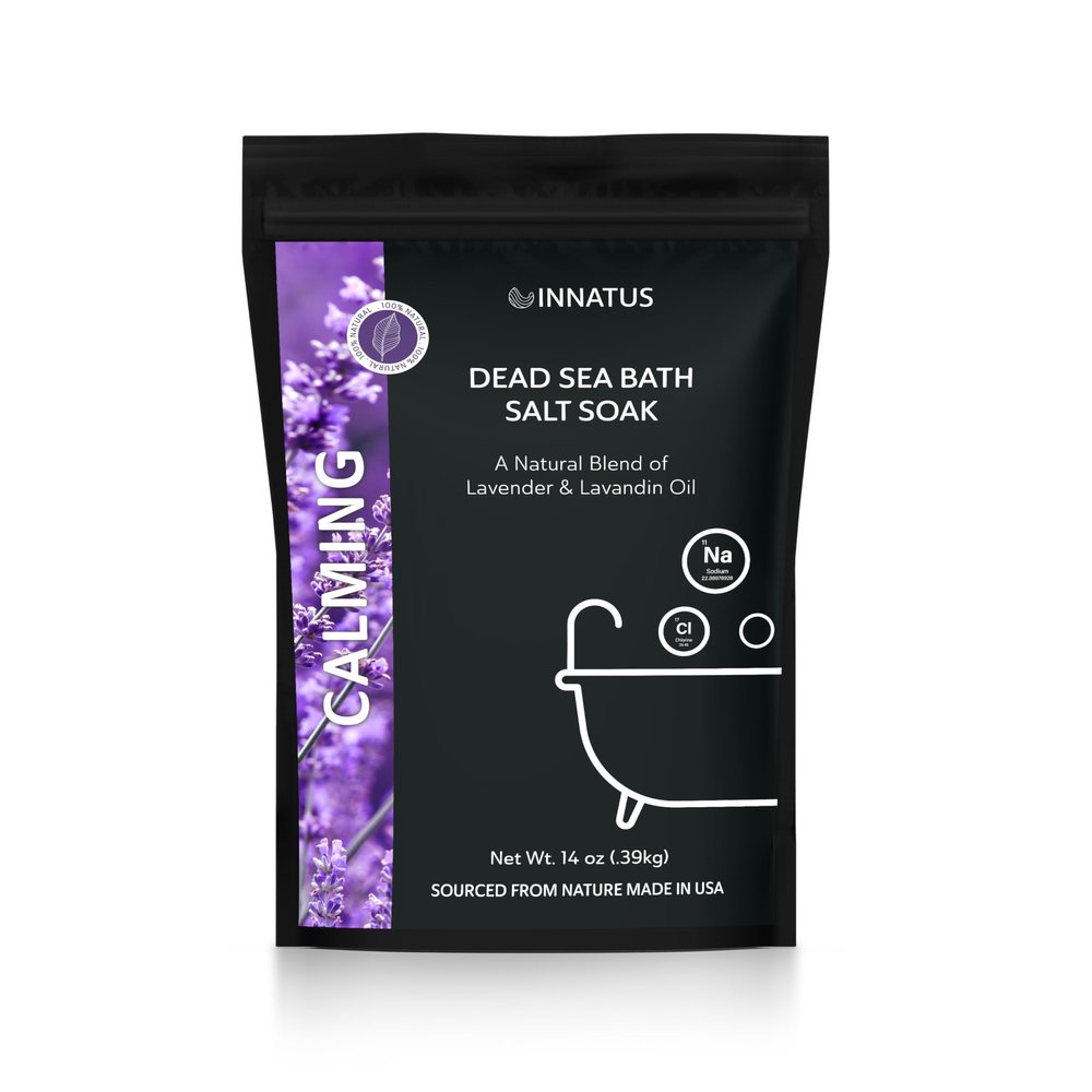 Dead Sea Soothing Bath Salt Soak with 21 Minerals Relaxing, Detoxifying, and Nourishing for Skin 14oz, Infused with Essential Oils Rejuvenate Mind & Body. (Lavender)