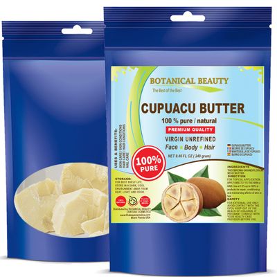 Botanical Beauty Brazilian CUPUACU BUTTER 100% Pure Natural VIRGIN UNREFINED Cold-Pressed 8.46 oz 240 gram for Face, Skin, Body, Hair, Lip, Nails. Rich in Vitamin E