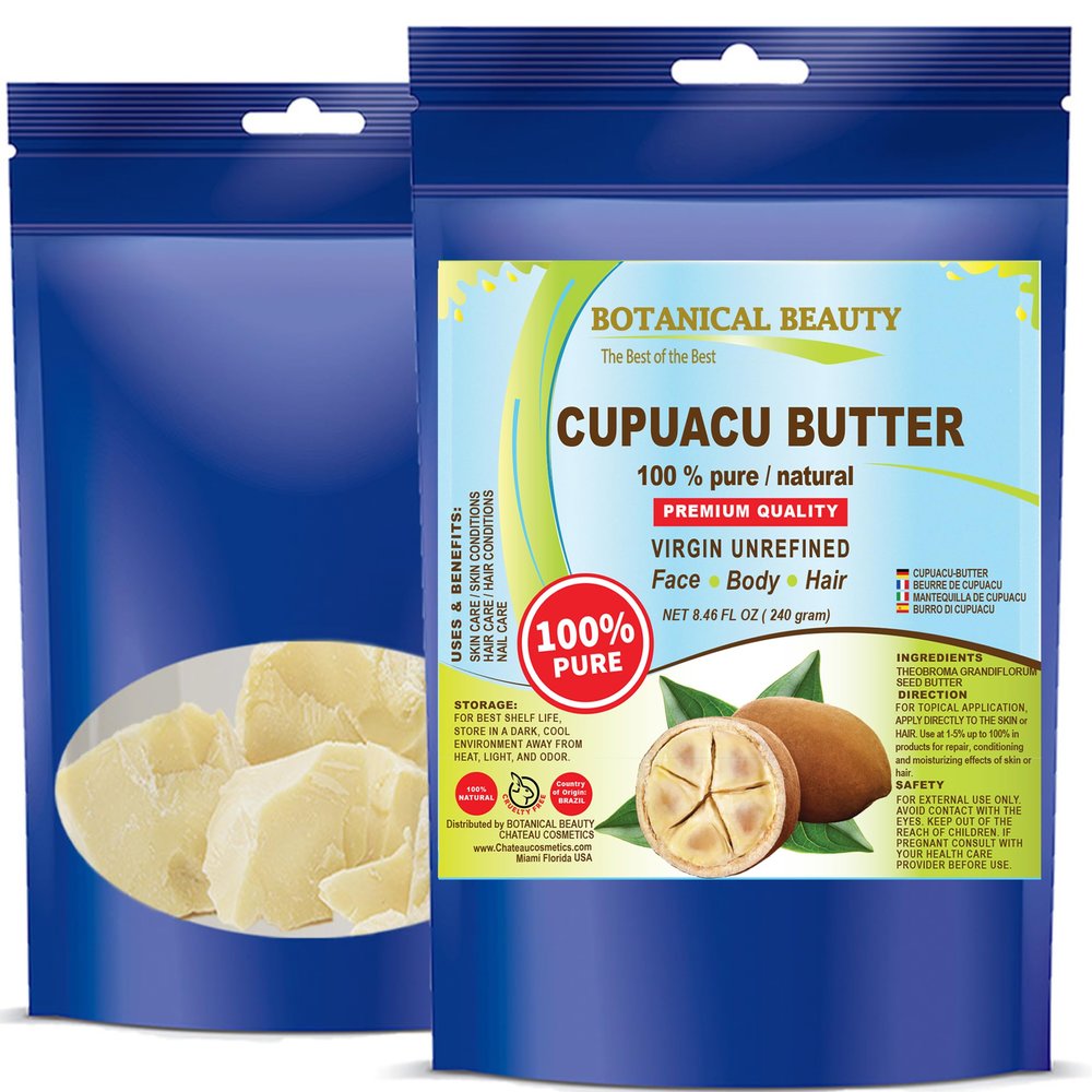 Botanical Beauty Brazilian CUPUACU BUTTER 100% Pure Natural VIRGIN UNREFINED Cold-Pressed 8.46 oz 240 gram for Face, Skin, Body, Hair, Lip, Nails. Rich in Vitamin E