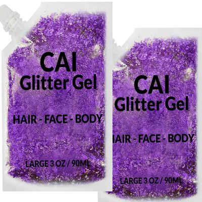 Face, Body & Hair Glitter Gel  Halloween Glitter for Kids and Women  3 Oz Cosmetic-Grade Gel w/Moon & Stars for Festivals & Halloween Party, Easy Apply & Wash Off - Violet 2Pack