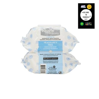 Equate Facial Fragrance-Free Cleansing & Makeup Remover Towelettes, 80 Count, 2 Pack, and CARD Gift of Maker Explorador