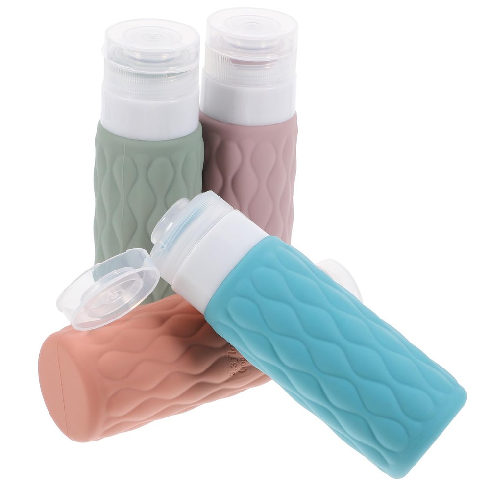 Beatifufu 4pcs Travel Squeeze Bottle Cherry Blossom for Toiletries Shampoo and Conditioner Leakproof Travel Containers Storage Bag