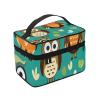 QASDFGHR Small Owl Print Makeup Bag,Travel Cosmetic Bag with Zipper for Women Square Make Up Bags Organizer view 2