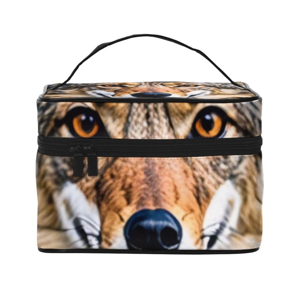 QASDFGHR Small Wily Coyote Print Makeup Bag,Travel Cosmetic Bag with Zipper for Women Square Make Up Bags Organizer
