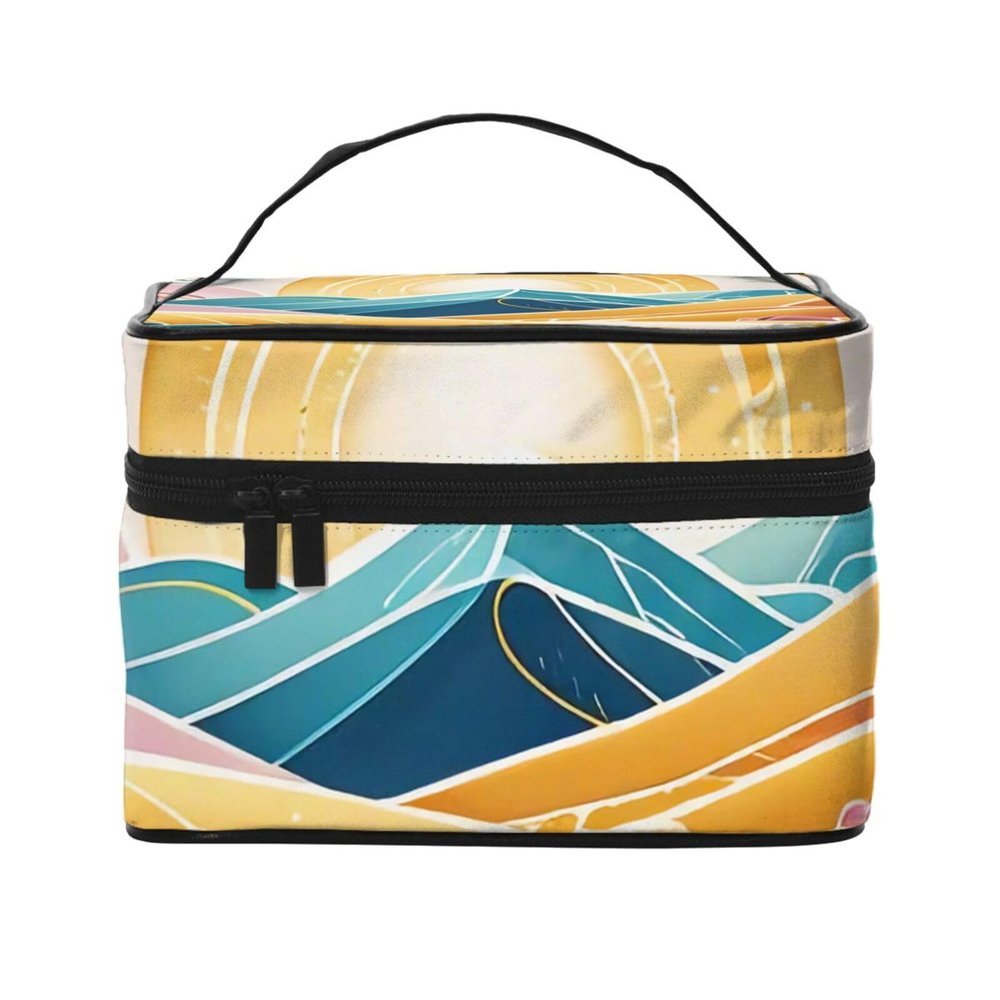 QASDFGHR Small Radiant Dreams Print Makeup Bag,Travel Cosmetic Bag with Zipper for Women Square Make Up Bags Organizer