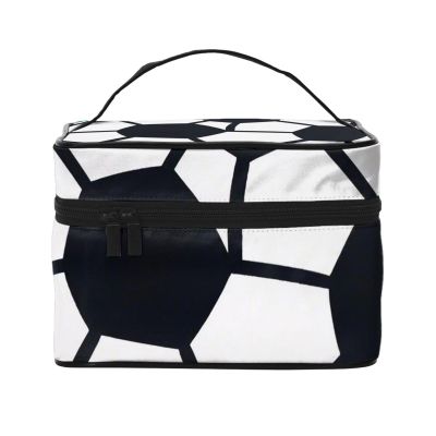 QASDFGHR Small Cool Soccer Ball Print Makeup Bag,Travel Cosmetic Bag with Zipper for Women Square Make Up Bags Organizer