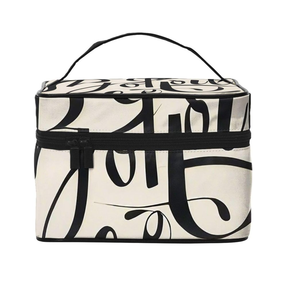 QASDFGHR Small be joyful calligraphy Print Makeup Bag,Travel Cosmetic Bag with Zipper for Women Square Make Up Bags Organizer