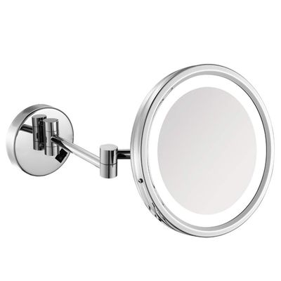 6inch Bathroom Mirrors Wall Mounted,Folding 360Swivel Double-Sided Makeup Mirror Extendable Beauty Mirror Round Shape,Nickel Brushed(Hardwired Connection)
