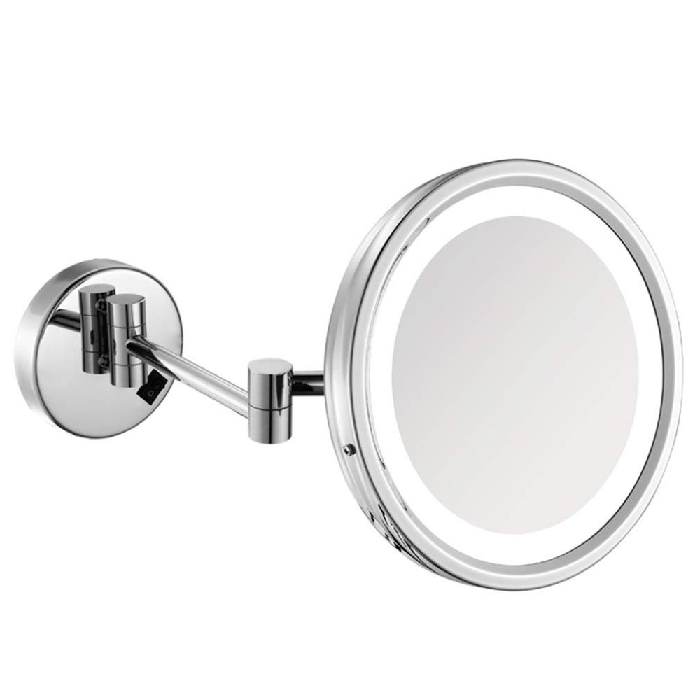 6inch Bathroom Mirrors Wall Mounted,Folding 360Swivel Double-Sided Makeup Mirror Extendable Beauty Mirror Round Shape,Nickel Brushed(Hardwired Connection)