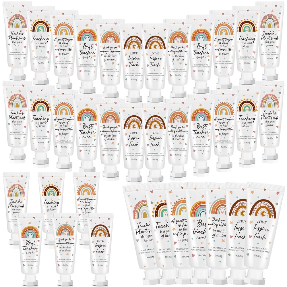Dansib 24 Pcs Teacher Appreciation Gift Bulk Hand Cream Boho Rainbow Employee Staff Appreciation Hand Lotion Teacher Team Gift Bulk for Women Valentine's Day Travel Size Lotion Cream Moisturizing