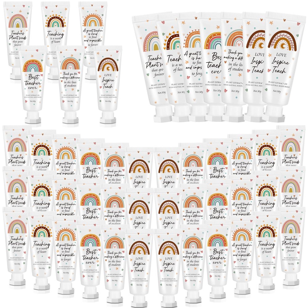 Dansib 36 Pcs Christmas Teacher Appreciation Gift Bulk Hand Cream Boho Rainbow Employee Staff Appreciation Hand Lotion Teacher Team Thank You Gift Bulk for Christmas Thanksgiving Party Favor Stuffers